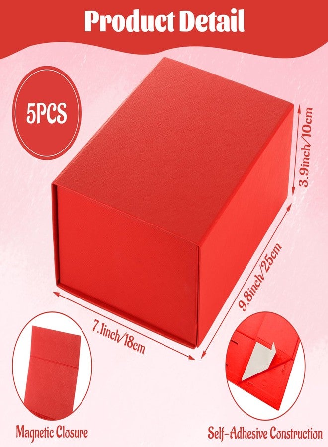LOLYSIC 5 Pack Red Gift Box with Magnetic Closure Lid, 10x7x4 Inch Premium Checkered Red Folding gift Boxes for Jewelry, Wedding Favors, Christmas Gifts, Birthday Party Decorations, 250x180x100mm - Image 4